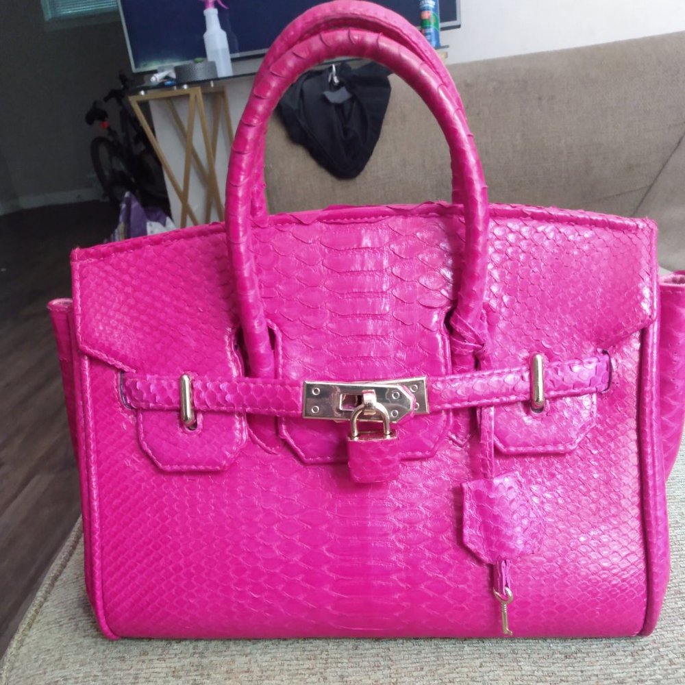 *SOLD*Hot Pink Genuine Python Handbag
